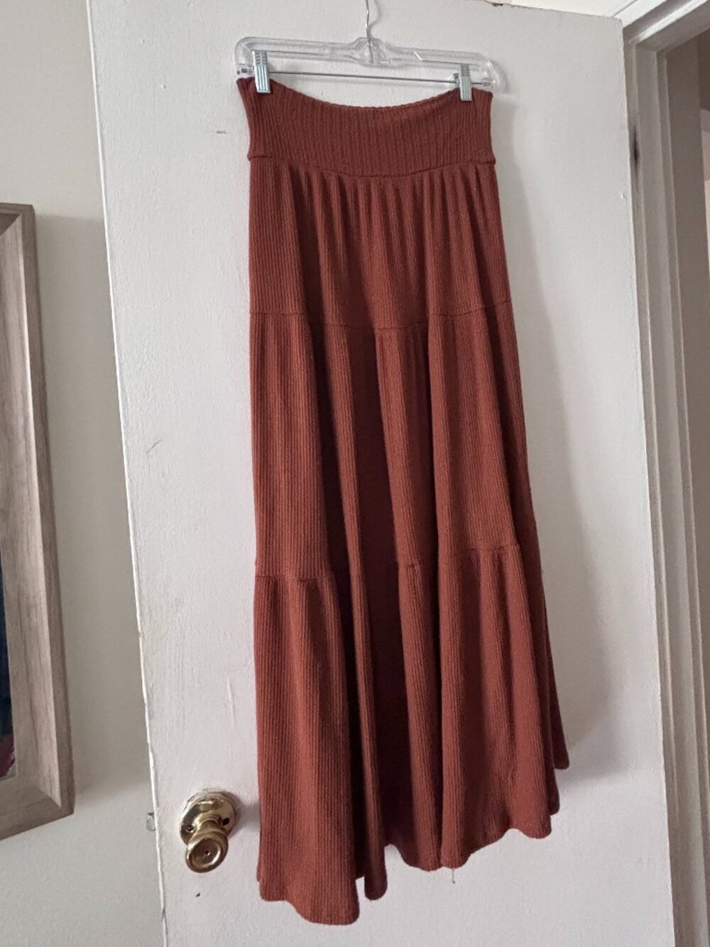 Women's Rust Midi Tiered Skirt